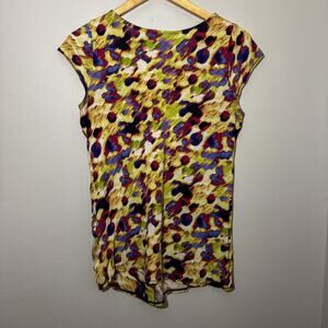 Simply Vera Vera Wang Abstract Leopard Print Drape Neck Top Small Colorful Y2K